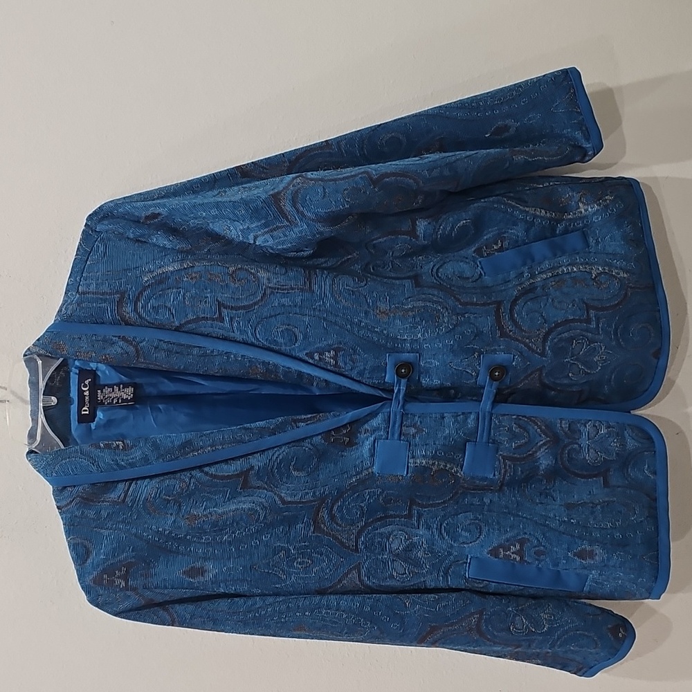 Denim & Co Women's blazer, blue Grey  Size L, Paisley print